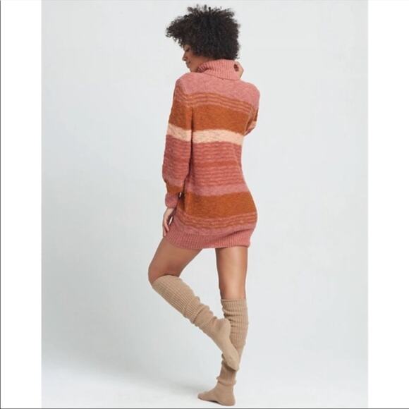 L*Space Jetsetter Sweater Dress Serape Stripe Chunky knit long sleeve turtleneck - Picture 6 of 11